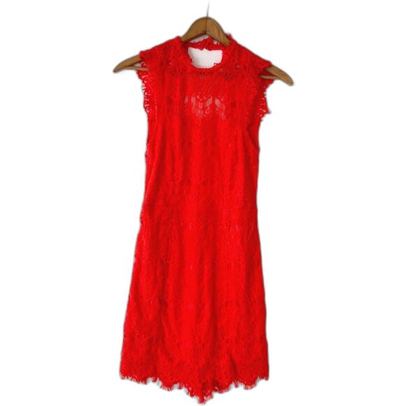 Free People Daydream Orange Coral Eyelash Lace Mini Dress Backless Small - Picture 4 of 10
